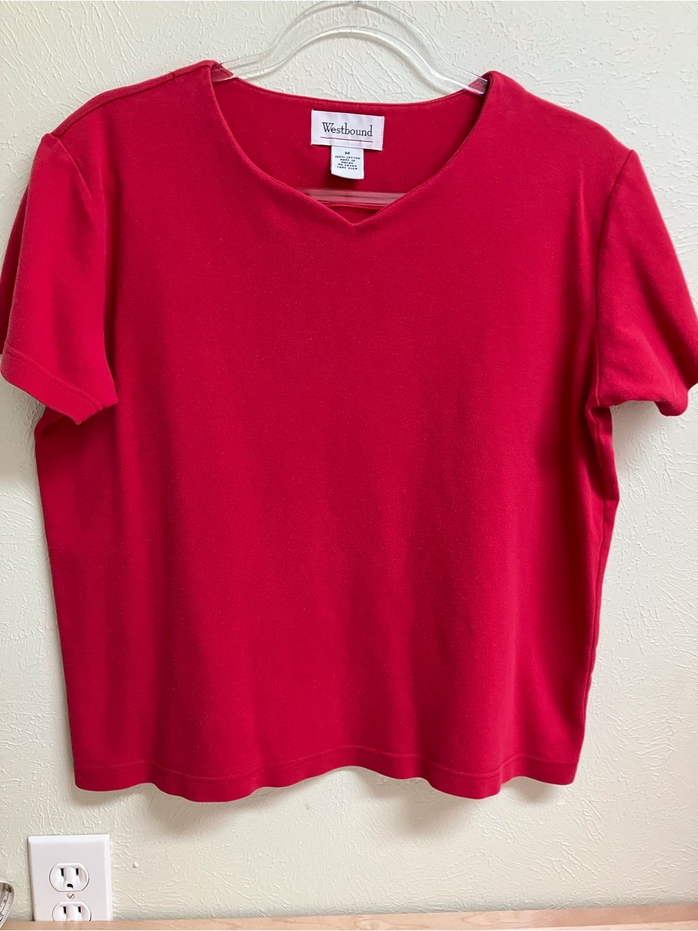 Westbound Women's Red V-Neck Short Sleeve Tee